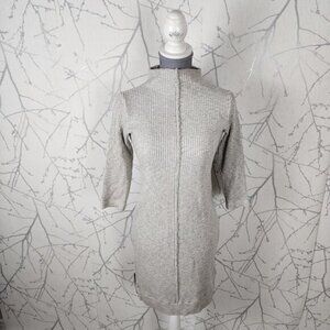 Rebecca King Gray Cotton Blend Waffle Knit Mock Neck Dress